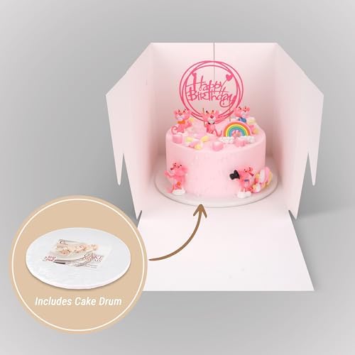 Cakebon Cake Box with Boards 12" Black Round Wrapped Cake Drum 1Pack