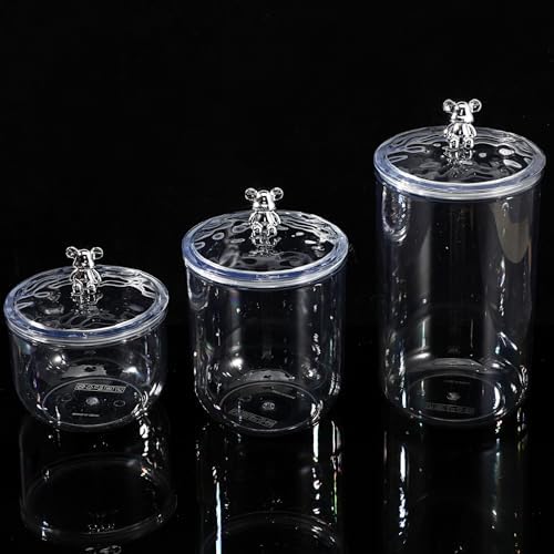 3PCS Clear Candy Jars With Lid, Plastic Storage Jar Canister with Airtight Lid, Decorative Cookie Container for Snacks Buffet Wedding Home Bar Décor, Pantry Food Organizer Container 30/47/68 Oz