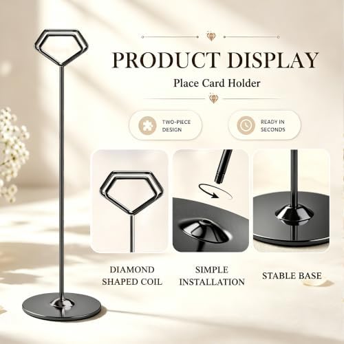 16 Pack 12 Inch Table Number Holders, Black Diamond Place Card Holders
