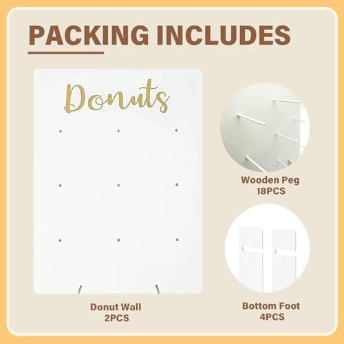 TourKing 2PCS Donut Wall Display Stand,Wooden Donut Wall Stand Wedding Party Decoration Display Board Can Accommodate 18 Donuts, Reusable, Durable