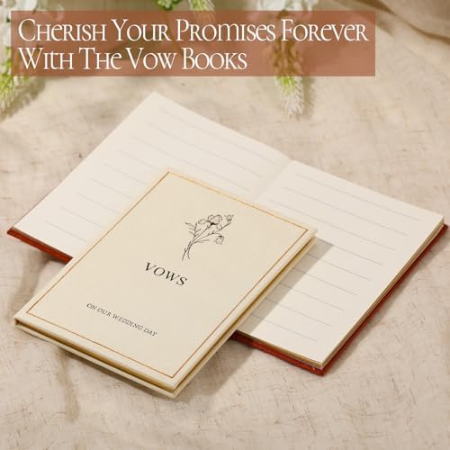 Engrowtic Wedding Vow Books His and Hers, Gold Foil, Brown, Beige
