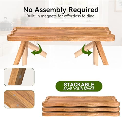 Acacia Wood 3 Tier Cupcake Stand, Serving Tray for Party, Foldable Dessert Table Display Set, Tiered Tray Decor for Party, Birthday, Wedding, Christmas