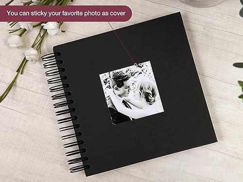 potricher 8 x 8 Inch DIY Scrapbook Album 80 Pages with Kraft Paper, Black