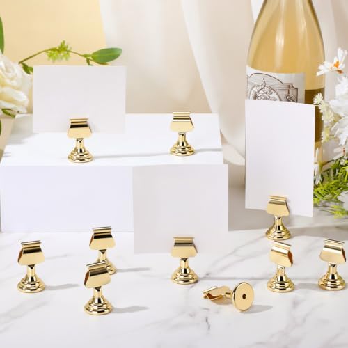 Kathfly 48 Pcs Wedding Table Number Holders Metal Gold Place Card Holder