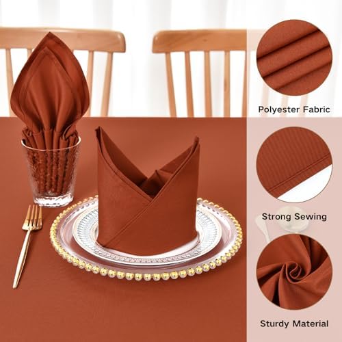 Rust Cloth Napkins Set of 6 Washable Dinner Napkins, 18X18 in