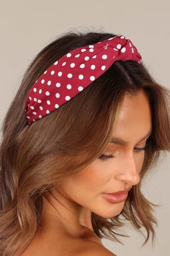 Huachi Polka Dot Headbands for Women Trendy Knotted Headbands for Girls Christmas Cute Top Knot Head Bands for Women's Hair Non Slip Fashion Hair Accessories for Women Girls