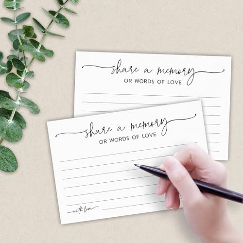 50 Pcs Share A Memory Of Love Cards- 4"x 6" Double Sided Fill- Memory Cards For Wedding, Graduation, Anniversary, Birthday, Retirement Party - Celebration Of Life Keepsake Cards（Minimalism White)- A02