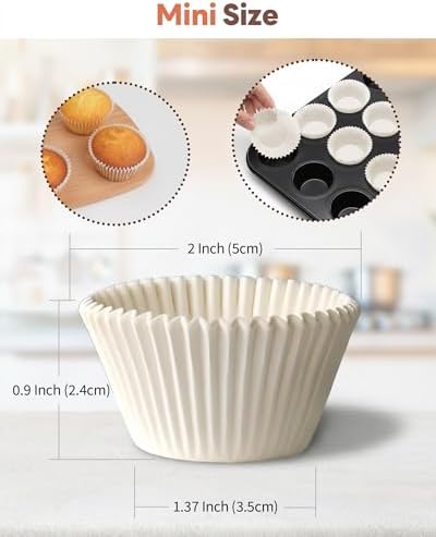 Bake Choice 400pcs White Cupcake Liners for Baking, Mini Muffin Liners