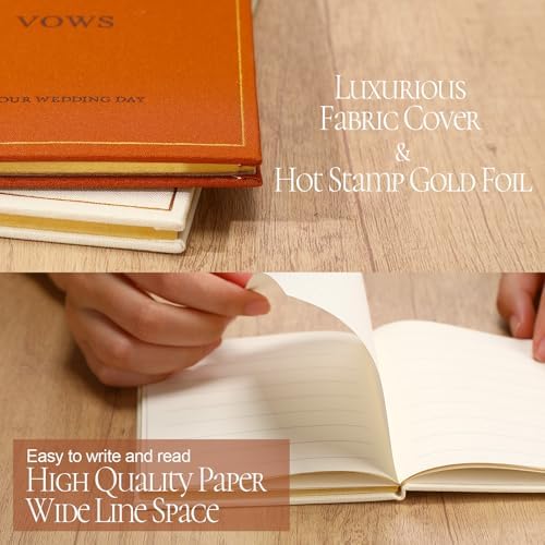 Engrowtic Wedding Vow Books His and Hers, Gold Foil, Brown, Beige