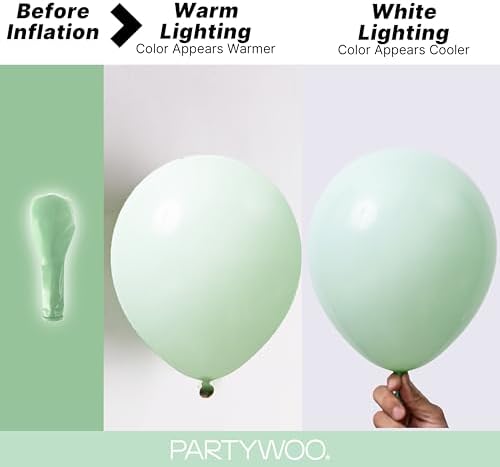 PartyWoo Light Green Balloons 140pcs Mint Pastel Peppermin Green Color