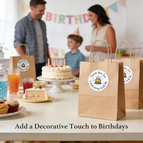 120 x Thank You for Celebrating with Me Birthday Stickers, Birthday Party Favor Tags for Gifts Packing, Round Birthday Envelope Seals, Party Favor Labels