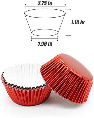 Red Foil Cupcake Liners,GOLF Standard Size Red Foil Cupcake Liners Wrappers Metallic Baking Cups,Muffin Paper Cases, 500 Pack