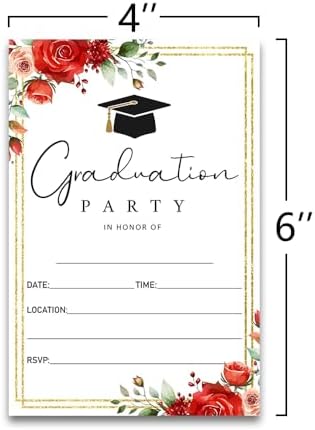 FujLoy Graduation Party Invitations 20 Cards With Envelopes Red