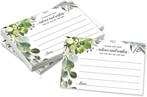 Canopy Street Lush Greenery Advice And Wishes Cards For The Bride And Groom / 50 Marriage Advice Note Cards / 4" x 6" Newlyweds Blank Advice Cards/Greenery Bridal Shower Décor And Games