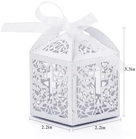 Baptism Favor Boxes, White, 50PCS, 2.2"x2.2"x2.2"