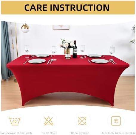 6-Pack 6ft Spandex Table Covers for Rectangle Standard Folding Tables - Wrinkle Resistant Stretch Tablecloths - Ultimate Fitted Table Protector for Parties, Trade Shows, Wedding