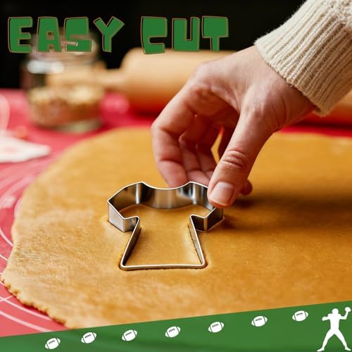 Football Cookie Cutters Set 4 Pcs, Stainless Steel Gameday Shapes