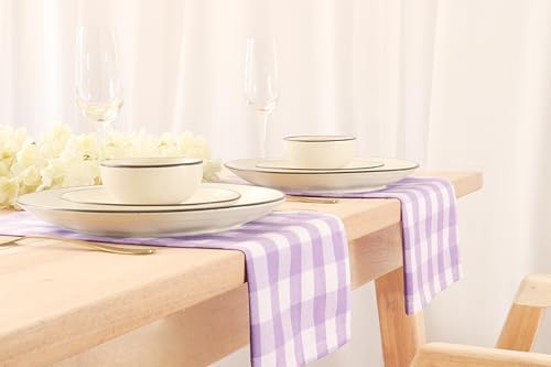 PurpleEssences Plaid Napkins 18x18 Buffalo Plaid - Lavender & White