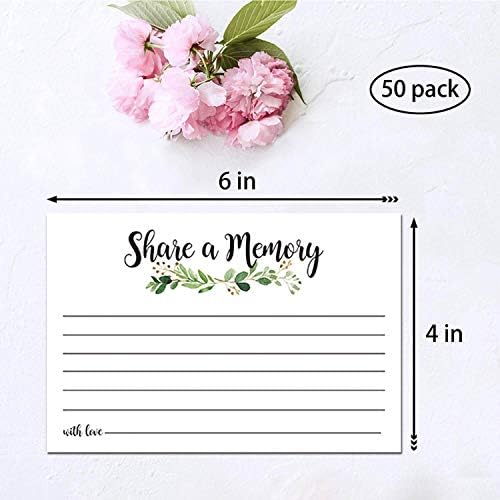 Greenery Share a Memory Cards, Funeral Guest Book, Memory Card for Celebration of Life, Graduation, Wedding, Retirement, Going Away Party, Pack of 50, 4x6 Inch 1