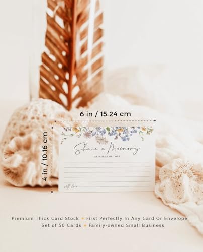 GardenCity Share a Memory Card - 50 Pack, Share a Memory Cards for Celebration of Life, Funeral, Memorial, Birthday, Graduation, Bridal Shower, 4” x 6", Floral