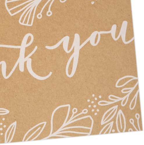 Hallmark Bulk Wedding Thank You Cards, 100-Pack (Kraft, Flowers)