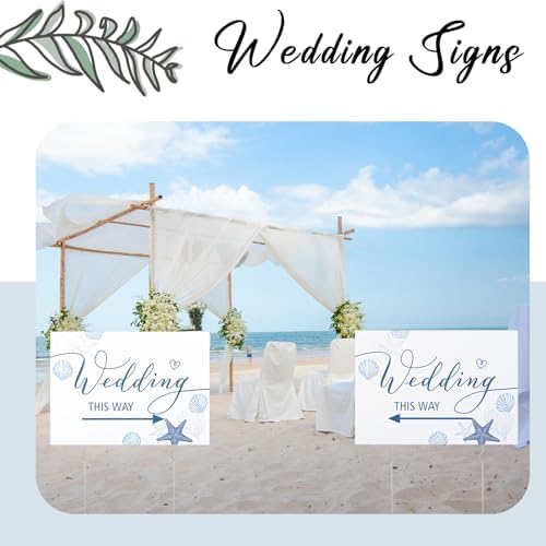 Wenqik 10 Pcs Seashell Wedding This Way Directional Parking Signs Outdoor