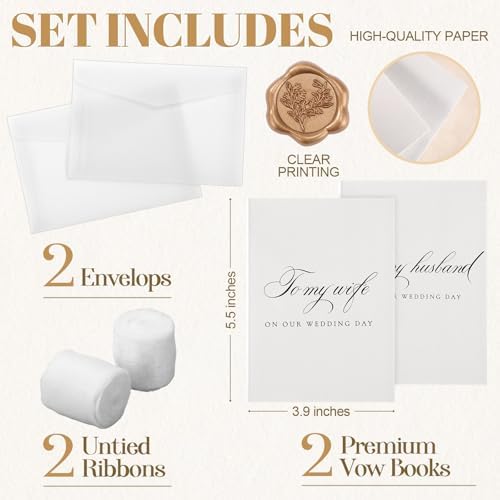Ngrowtic 2 Set Wedding Vow Books to My Husband Wife, White