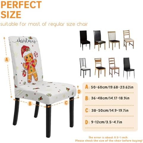 Christmas Chair Covers Set of 6 Gingerbread Winter Parsons Chair Slipcovers