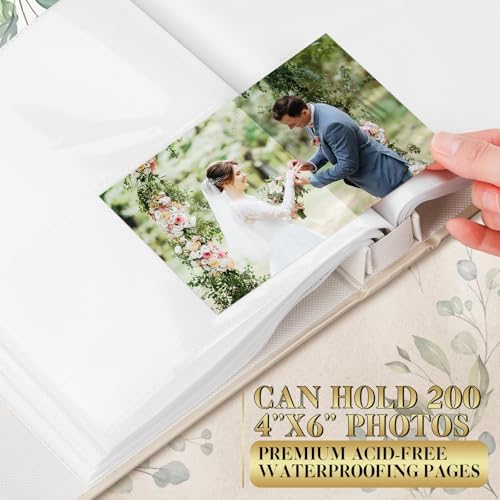 Dunzoom Mr & Mrs Wedding Photo Album 200 Pcs 4x6 Leather Anniversary