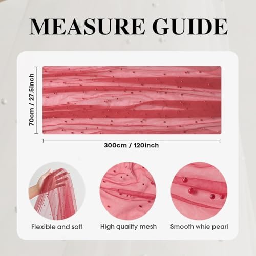 Artoid Mode 3-Pack Pearl Red Gauze Table Runner 10FT Home Decor