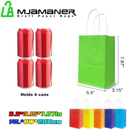 LAMJAMANER 24Pcs Small Gift Bags, 5.5x3.15x7.87 Paper Gift Bag with Handles, Party Favor Bag-s Bulk for Birthday, Wedding, Businesses, Party Supplies and Gifts, Valentines Day Bag