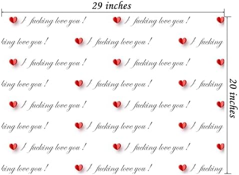 Cuitpan Funny Valentine's Day Wrapping Paper - I Fucking Love You Design for Anniversary,Wedding, Birthday, Party - 20 x 29 Inches, 6 Folded Sheets,Easy to Store