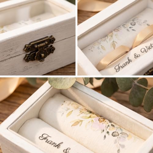 Custom Ring Bearer Box White Wooden Ring Box Wedding Day