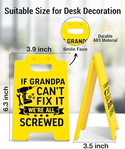 Funny Grandpa Desk Sign, If Grandpa Can’t Fix It We’re All Screwed, Grandpa Gifts from Grandkids, Fathers Day Birthday Gifts for Grandpa Papa Grandfather