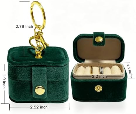 Ring Bearer Pillow Box for Dog Collar, Velvet Wedding Mini Ring Holder Pouch for Pet, Travel Ring Earrings Storage Box for Proposal Engagement Wedding Ceremony Party (Green)