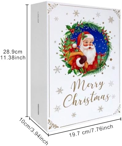Lighted Wooden Christmas Advent Calendar Book, White