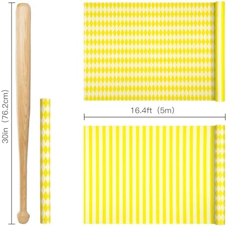 RUSPEPA Reversible Wrapping Paper Roll, Mini Roll, Yellow and White Stripes and Diamond Pattern Gift Wrap for Birthday, Wedding, Easter, Spring, Baby Shower, Bridal Shower, 17 Inches x 16.4 Feet