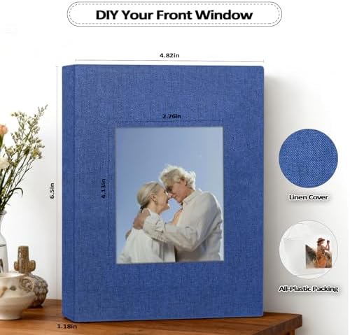 Popotop 2 Pack Photo Album 4x6 Pictures, Small Linen Slip-in Photo Albums Book for 80 Photos with 40 Pockets, Birthday Gifts for Women Mom Family Baby