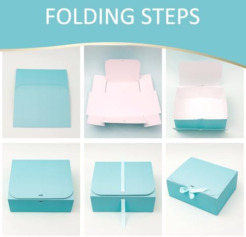 LWYMX 12 PCS Blue Gift Boxes with Lids，9.8x7.8x3.9, Bridesmaid Proposal Box with Ribbon, Gift Boxes for Wedding, Christmas, Valentine's Day,Birthday,Baby Shower and the other Parties