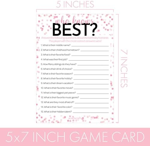 Pink and Black 80th Birthday Games Set, Born in the 1940s, 20 Guests