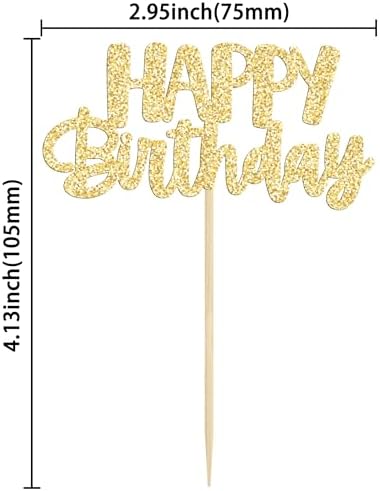 Gyufise 24Pcs Happy Birthday Cupcake Toppers Glitter Birthday Cupcake Food Picks for Celebrating Hunter Theme Party Cake Decorations Supplies Purple Gold Silver