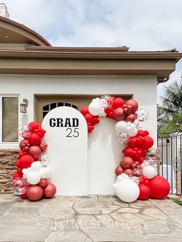 Red White Balloons Arch Kit, 124pcs Red and White Confetti Balloons
