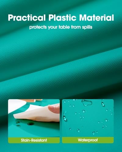 Pureegg Plastic Table Cloth Disposable 54x108 Inch 10 Pack, Teal
