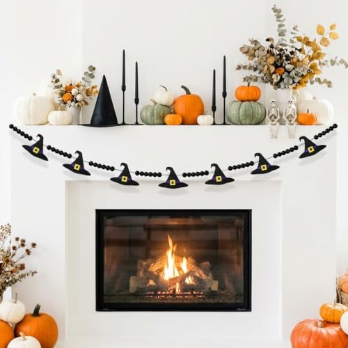 CESOF Halloween Garland Witch Hat Decorations, Adjustable Hanging Garland