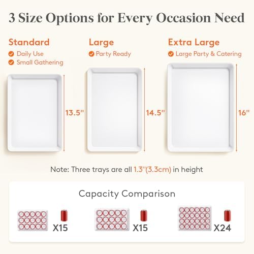 Lifewit 8 Pcs Large Serving Tray for Party, 15" x 10" Food Serving Platter