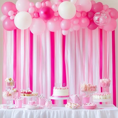 12 Pink Streamers, 984ft Pack of Crepe Paper Bachelorette Party Decorations