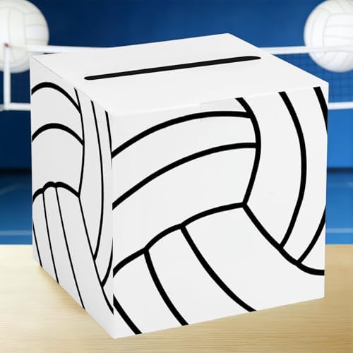 Volleyball Card Box Sports Party Favors Post Box Cardboard Receiving Money Holder for Volleyball Theme Wedding Reception, Baby Showers, Anniversary, Birthday Party, Table Centerpiece Decorations