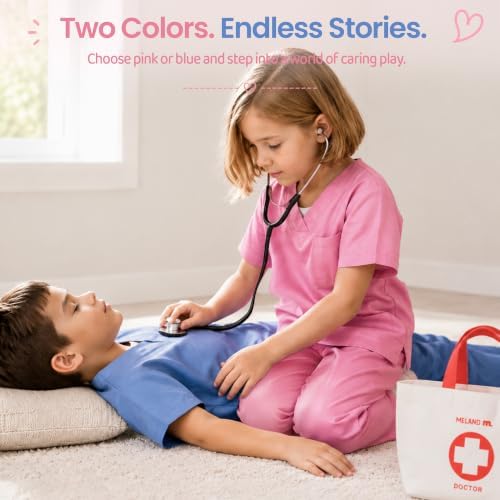 Meland Doctor Costume for Kids 3-10, Pretend Play Career Dress Up with Bag