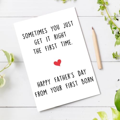 Funny Fathers Day Card from 1st Born, Humorous Fathers Day Card Gift for Dad from First Born Son Daughter Kids, Unique Father's Day Cards from First 1st Child