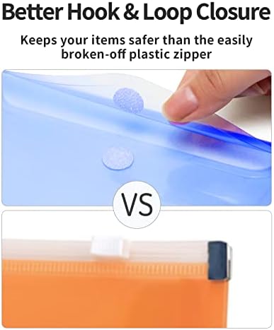 Sooez 24 Pack Plastic Pencil Pouch, Clear Poly Envelopes File Bill Bag with Label Pocket, Plastic Pencil Case Bulk for A6 Size Files Money Envelopes for Cash Storage, Teacher School Office Supplies